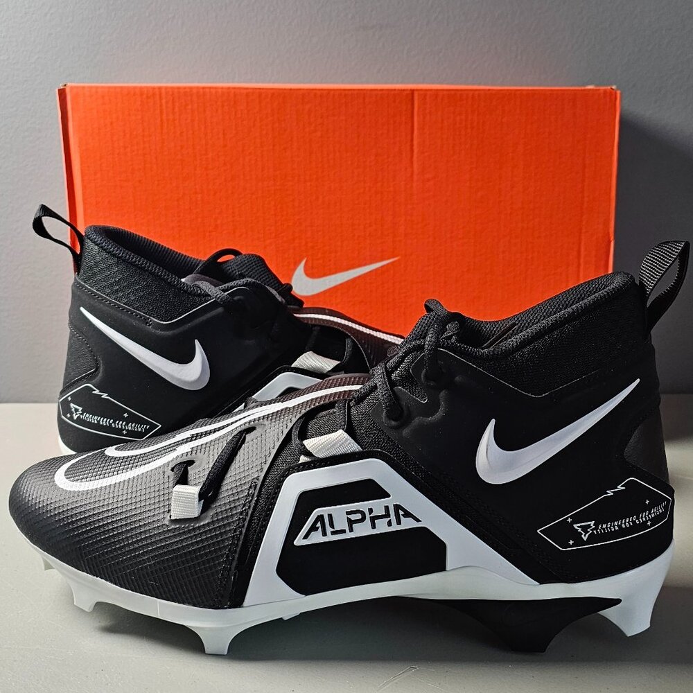 Nike Alpha Menace Pro 3 Mid Football Cleats Men's Black Size 12 NIB